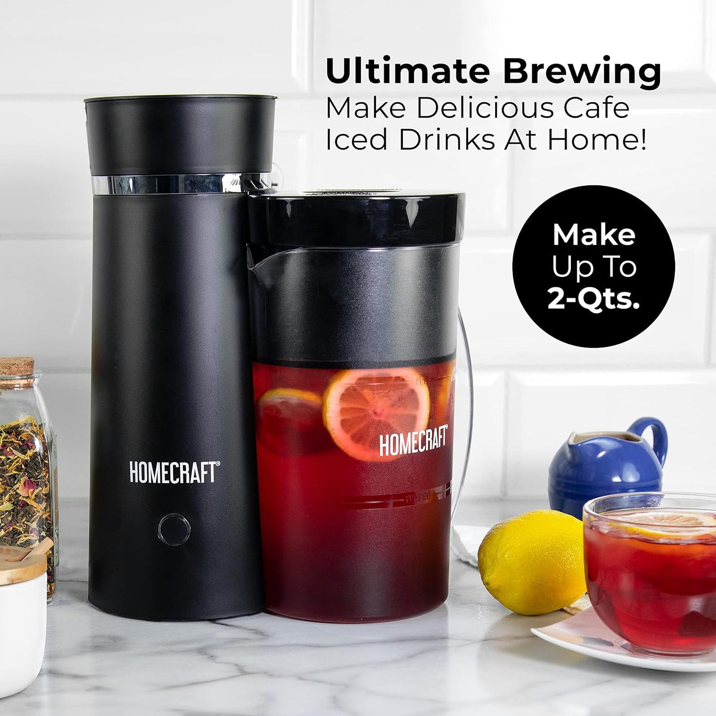 Homecraft Electric Iced Tea Maker for Sweet Tea & Cold Brew - Double Insulated Pitcher, Black