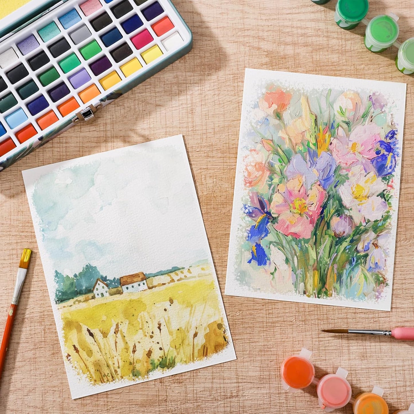 Prudiut 80 Sheets Watercolor Paper Bulk - 5x7 Inch Cold Press White for Kids & Artists