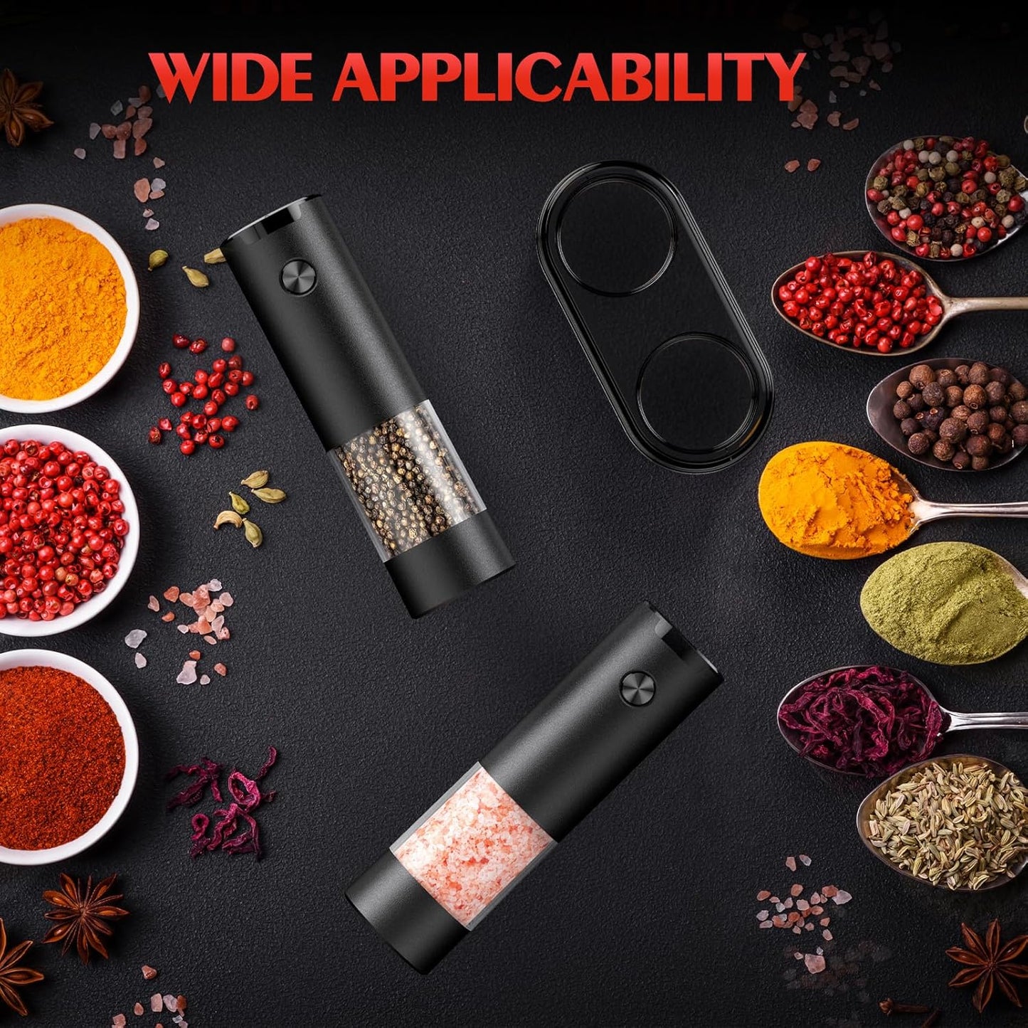ioion Automatic Electric Salt & Pepper Grinder Set with LED Light - Adjustable Coarseness