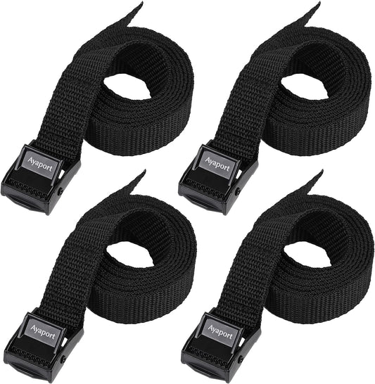 Ayaport Cam Buckle Tie-Down Straps - Secure Cargo with Lightweight, Sturdy 4-Pack (Black)