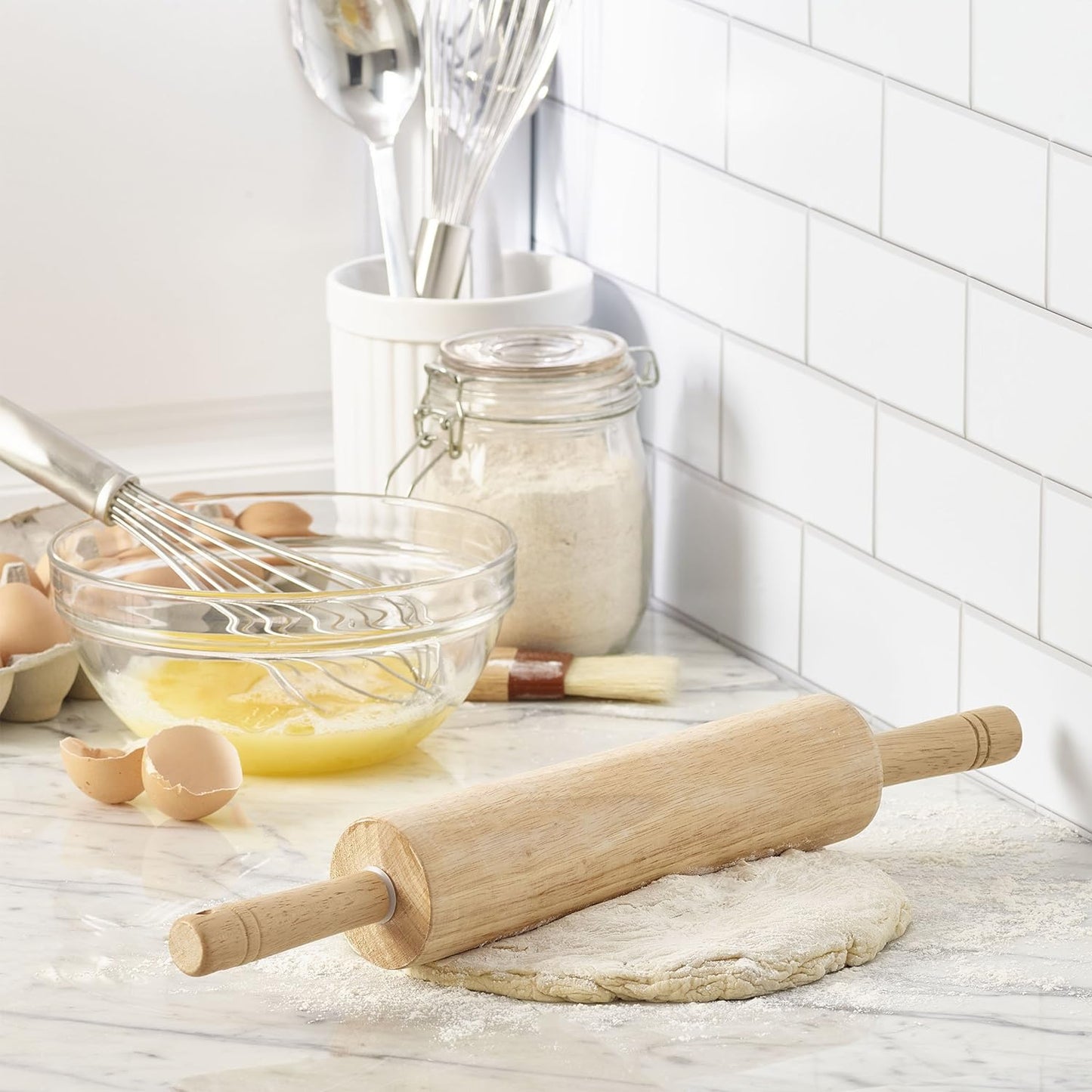 Farberware Classic Hardwood Rolling Pin - Smooth Dough Roller for Baking Pizza & Pastry