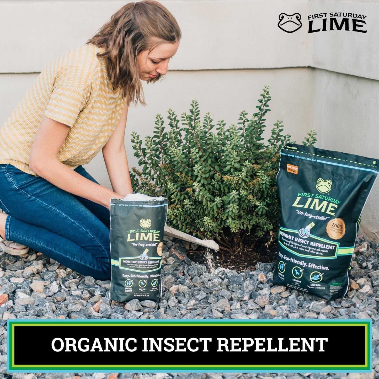First Saturday Lime Natural Outdoor Insect Deterrent Powder - 20lb Monthly Barrier for Ants & Ticks