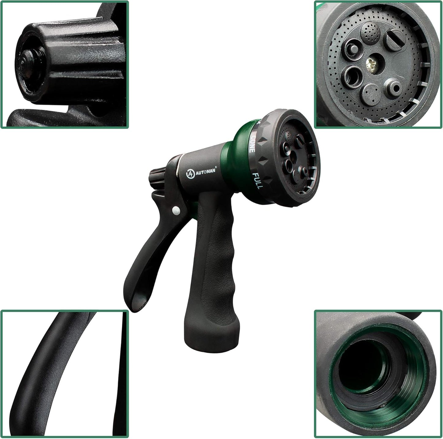 7-Mode Garden Hose Nozzle by AUTOMAN - Adjustable Water Spray Patterns for Lawn & Car Washing