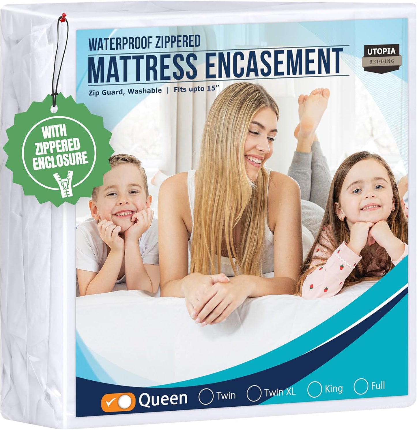 Utopia Bedding Queen Waterproof Mattress Encasement - Zippered Bug & Dust Mite Proof Cover