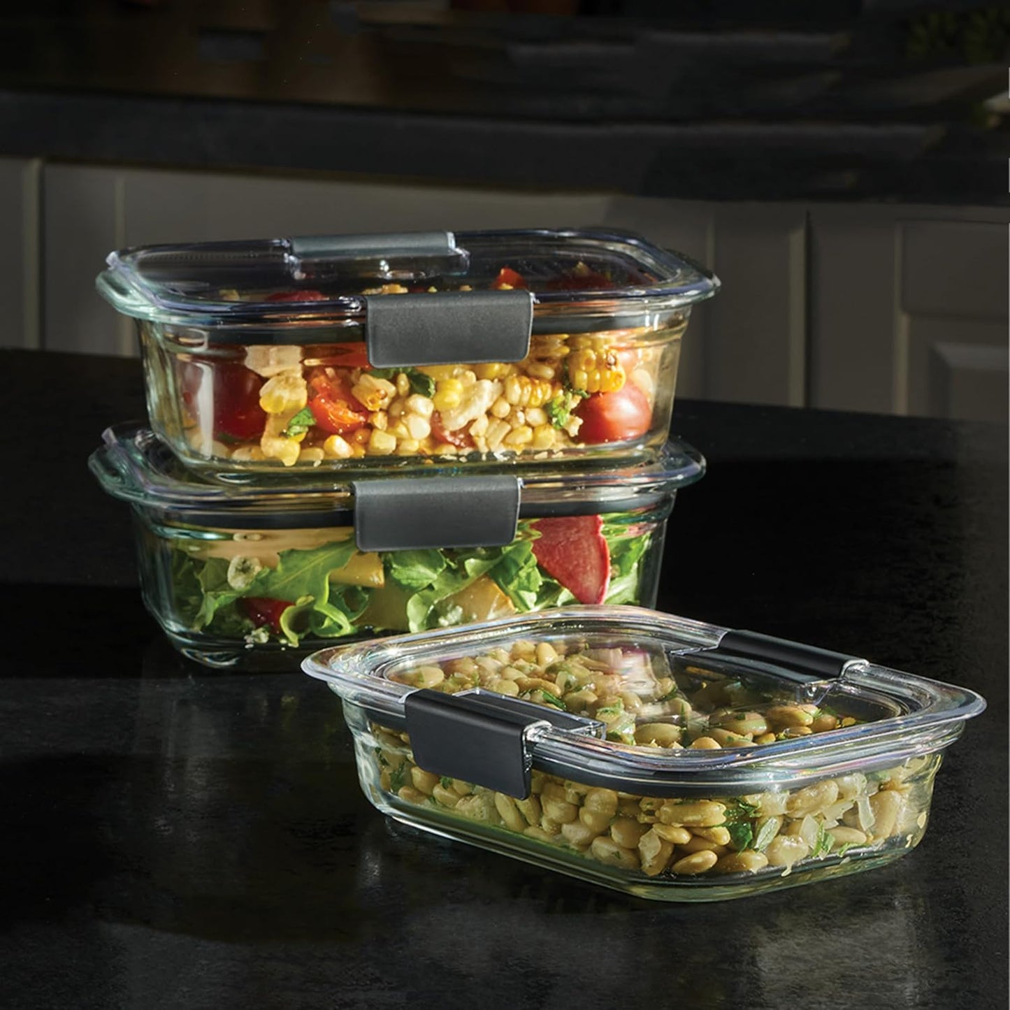 Rubbermaid Brilliance Glass Food Storage Containers Set of 9 - Clear, Leak-Proof, BPA-Free
