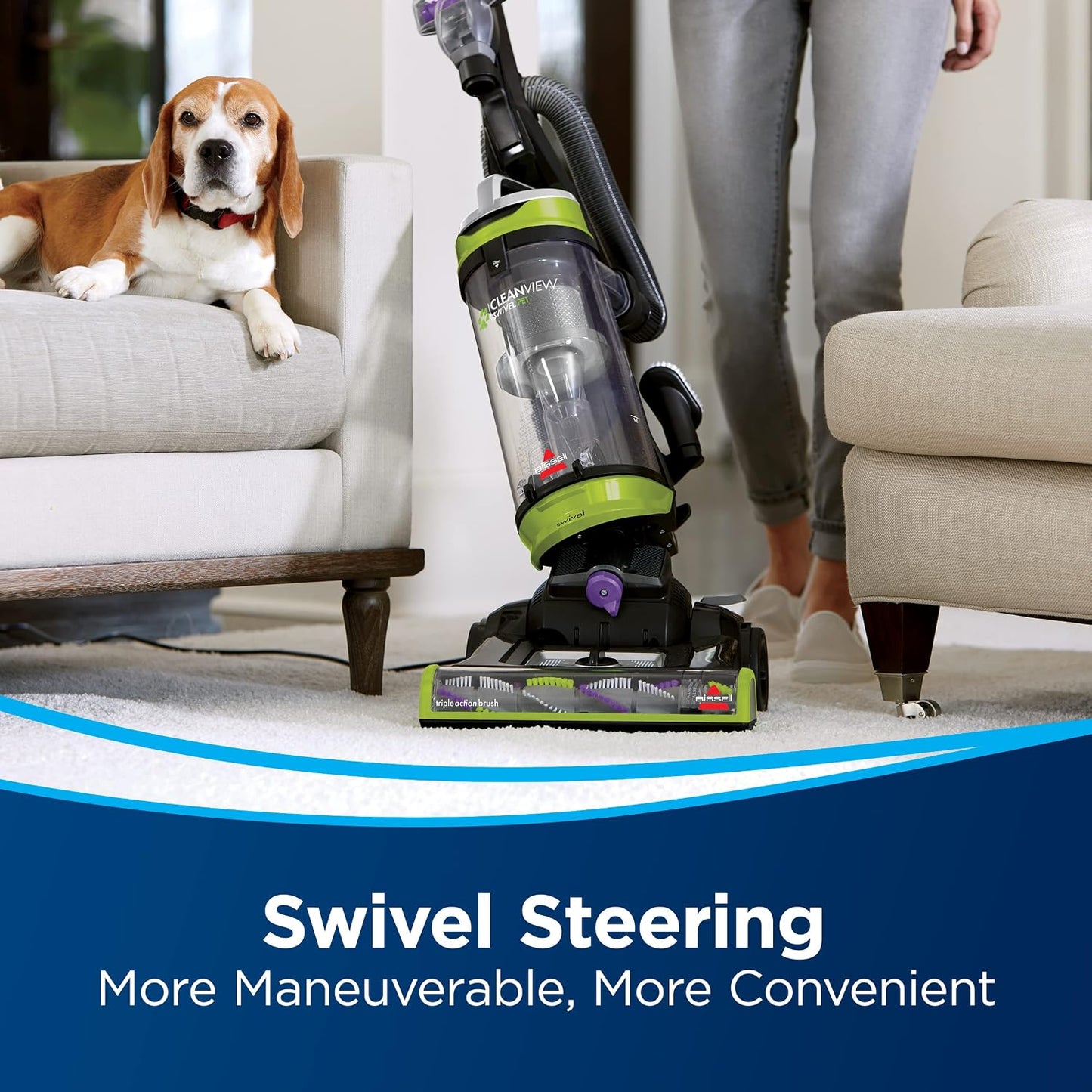 Bissell CleanView Swivel Pet Upright Vacuum 2252 - Maneuverable for Pets with Triple Brush Roll