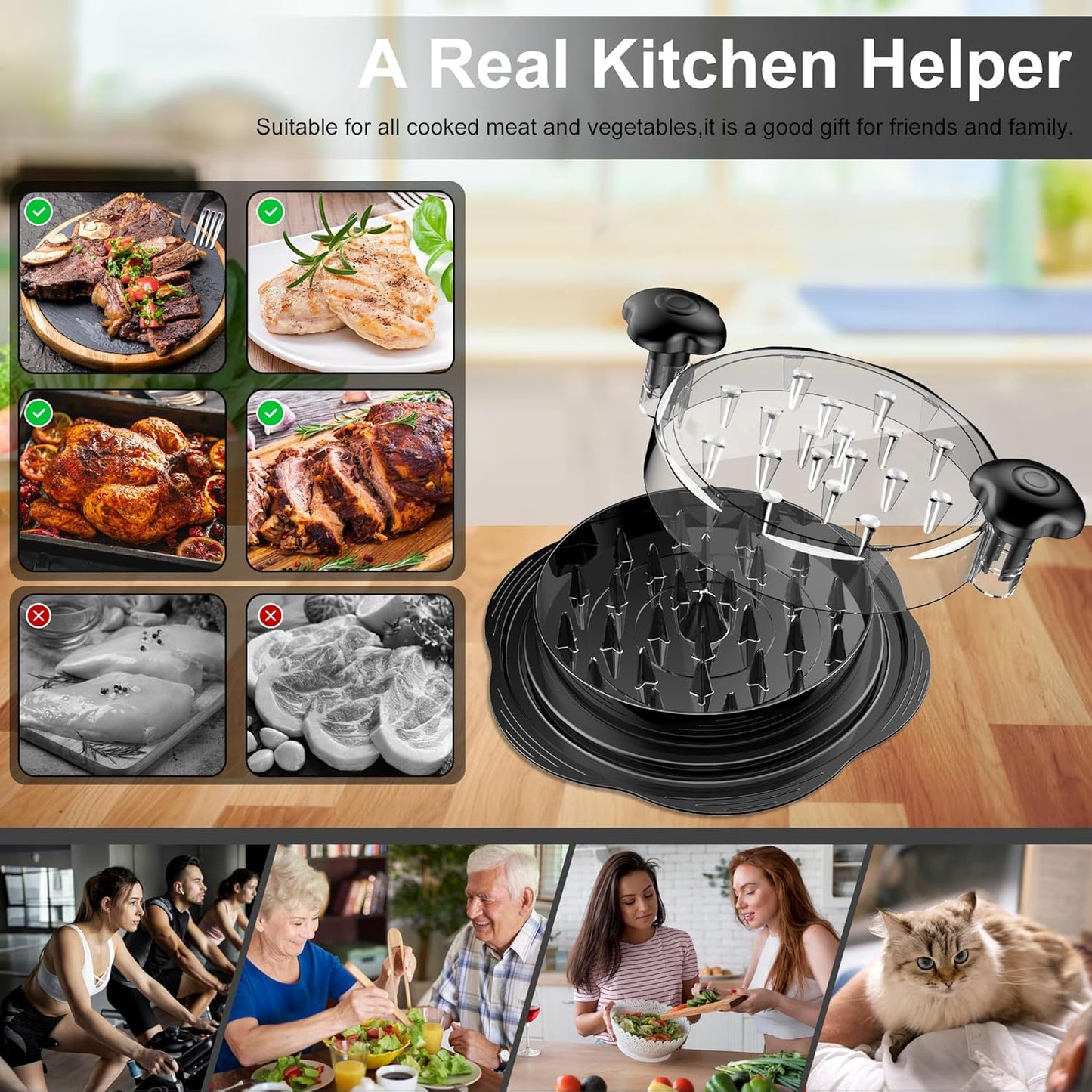 SURETIVIAN Large Manual Chicken Shredder with Anti-Slip Base & Ergonomic Handle (BPA-Free)