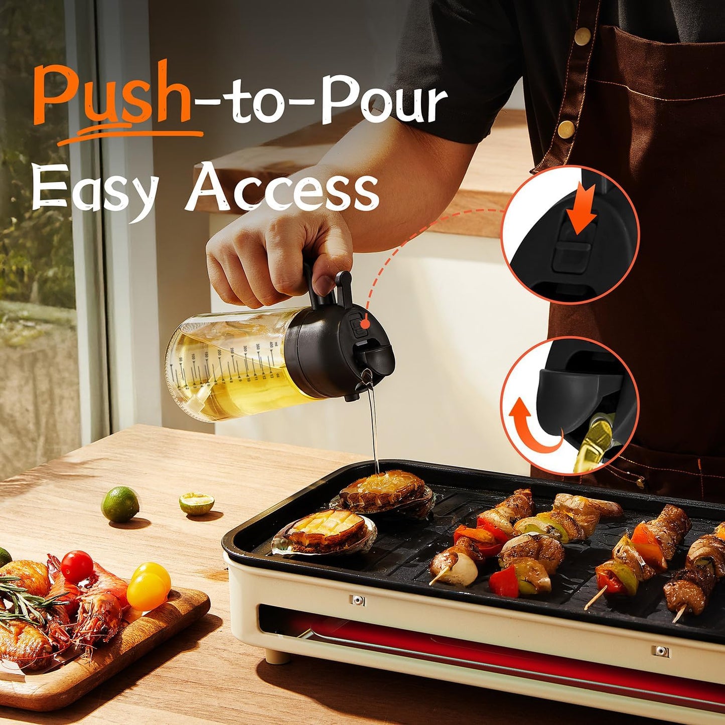 TrendPlain 16oz Glass Olive Oil Sprayer - BPA-Free Precision Spray for Cooking