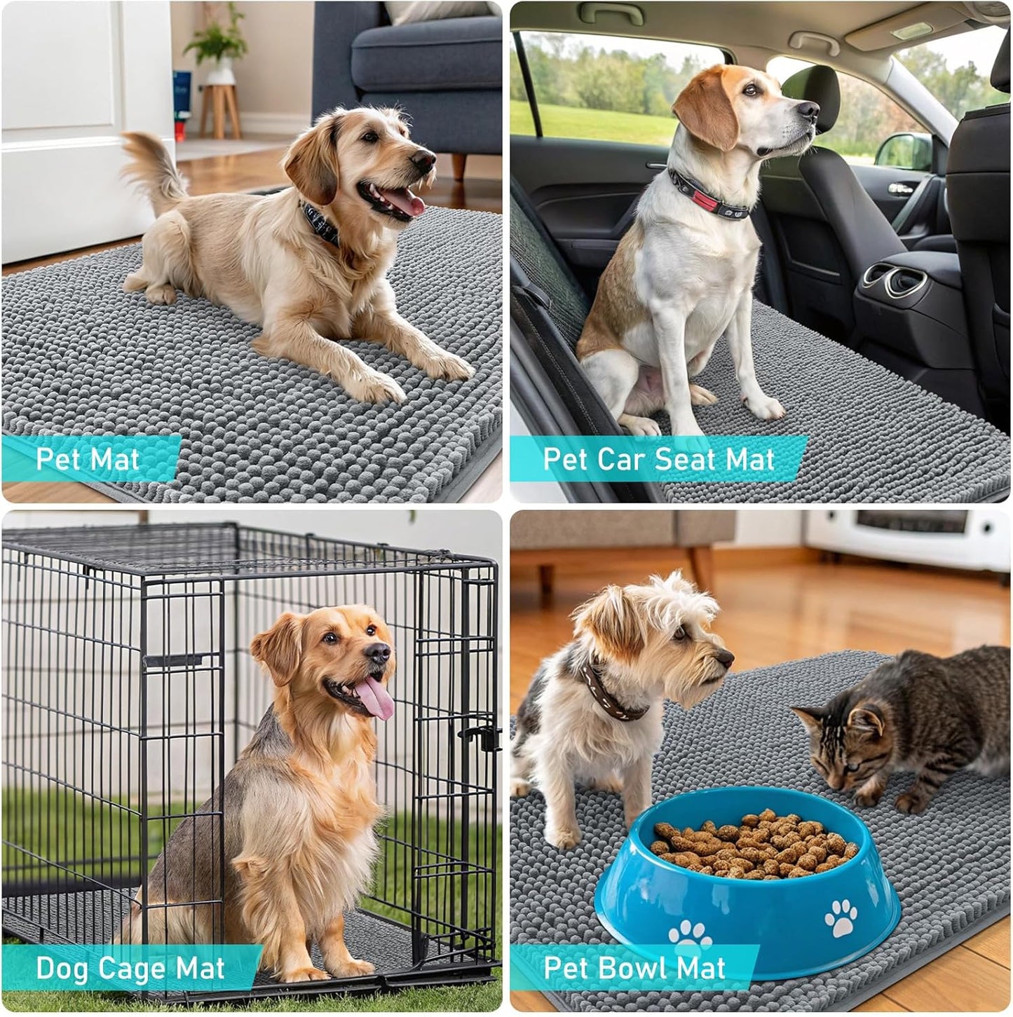 OLANLY Dog Door Mat - Absorbent Non-Slip Mud Mat for Dogs, 30x20 Grey