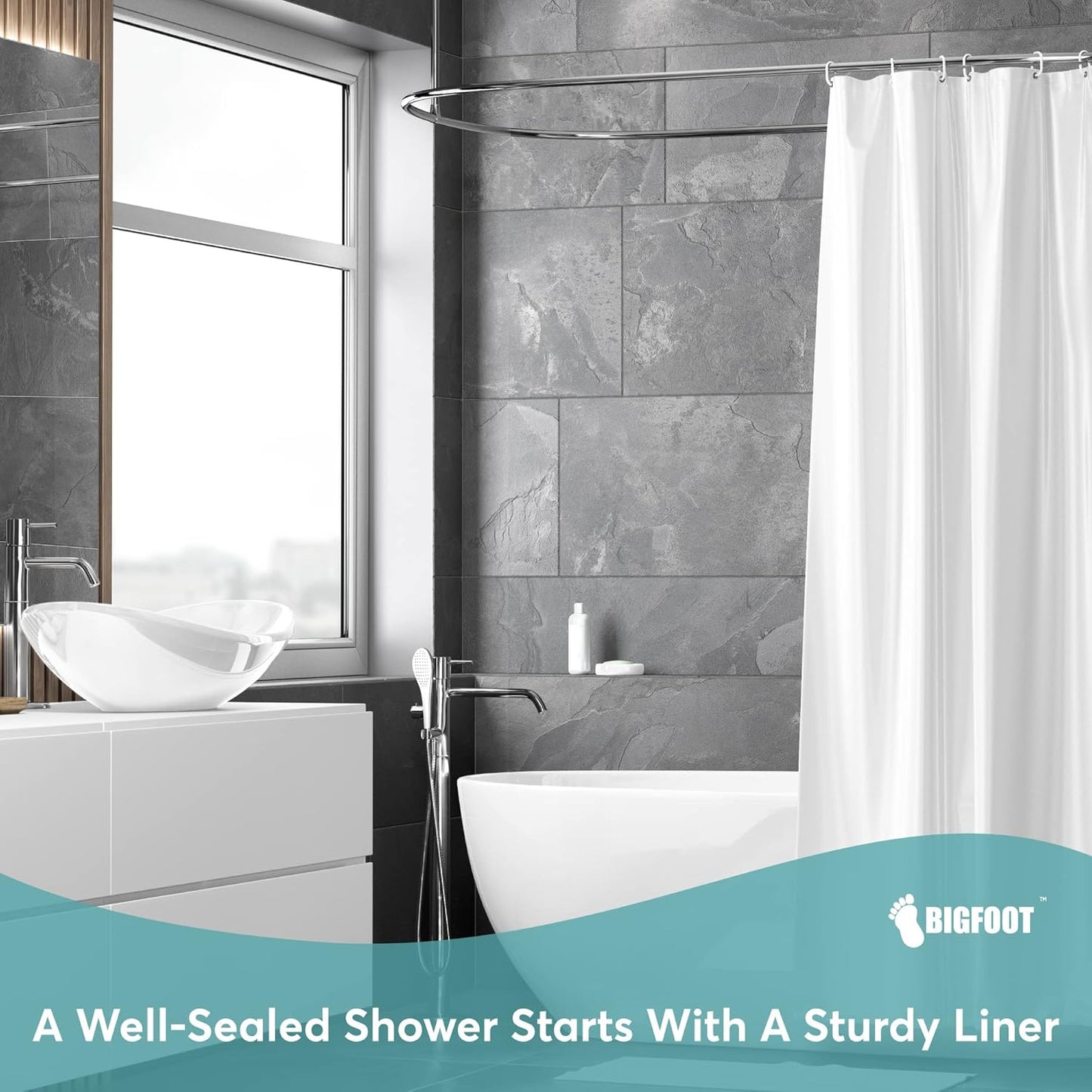 BigFoot Odorless Clear Shower Curtain - 72x72 Premium PEVA Liner with Magnets