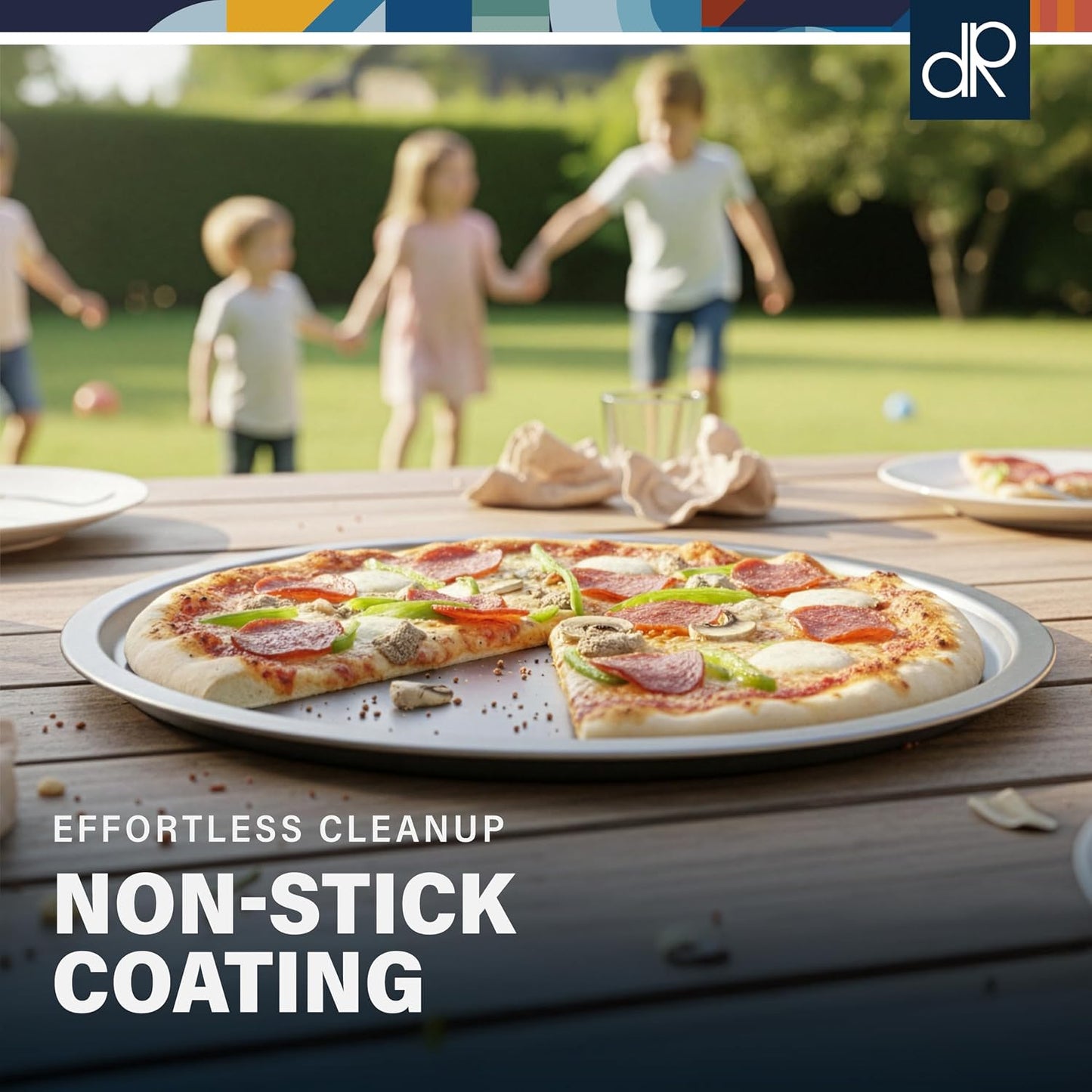 DecorRack 13-Inch Non-Stick Pizza Pan Set - 2-Pack Heavy-Duty Oven Tray