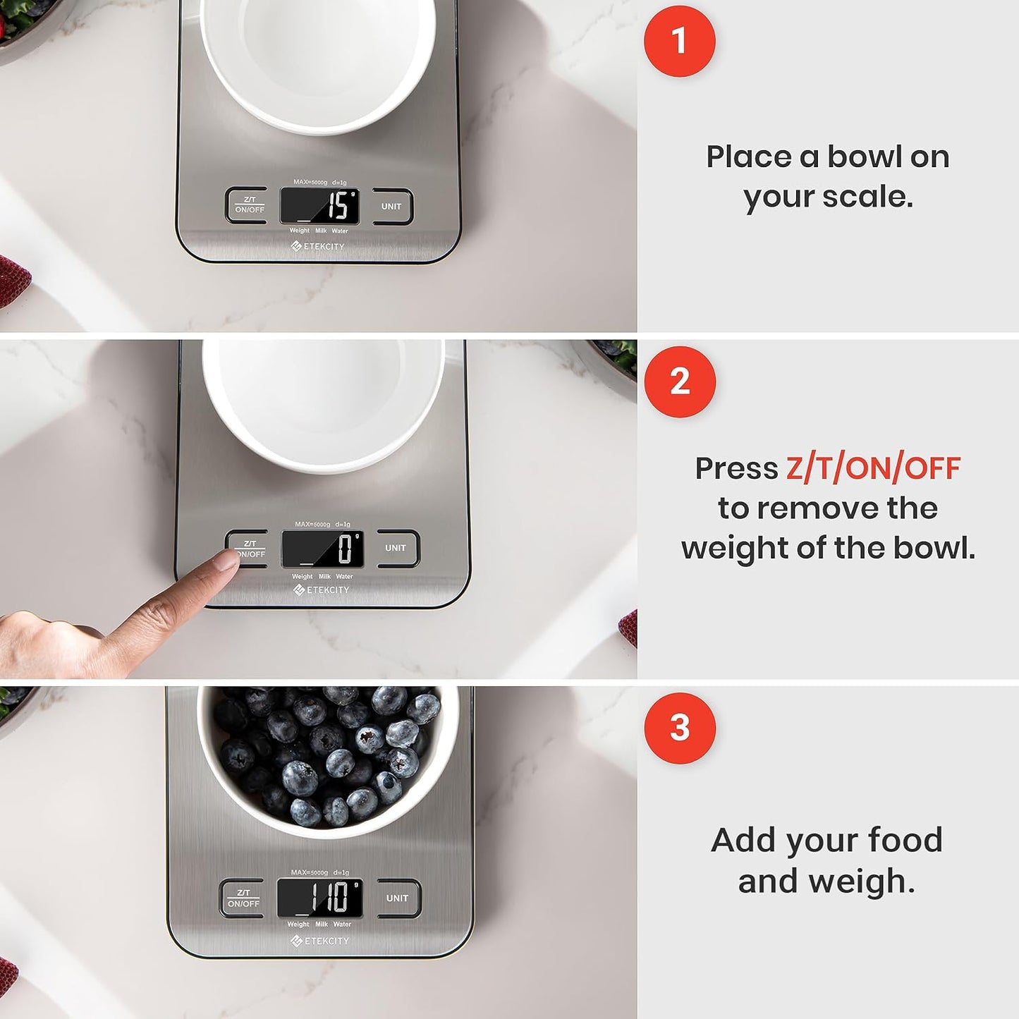 Etekcity Digital Kitchen Scale for Weight Loss & Baking - Model EK6015