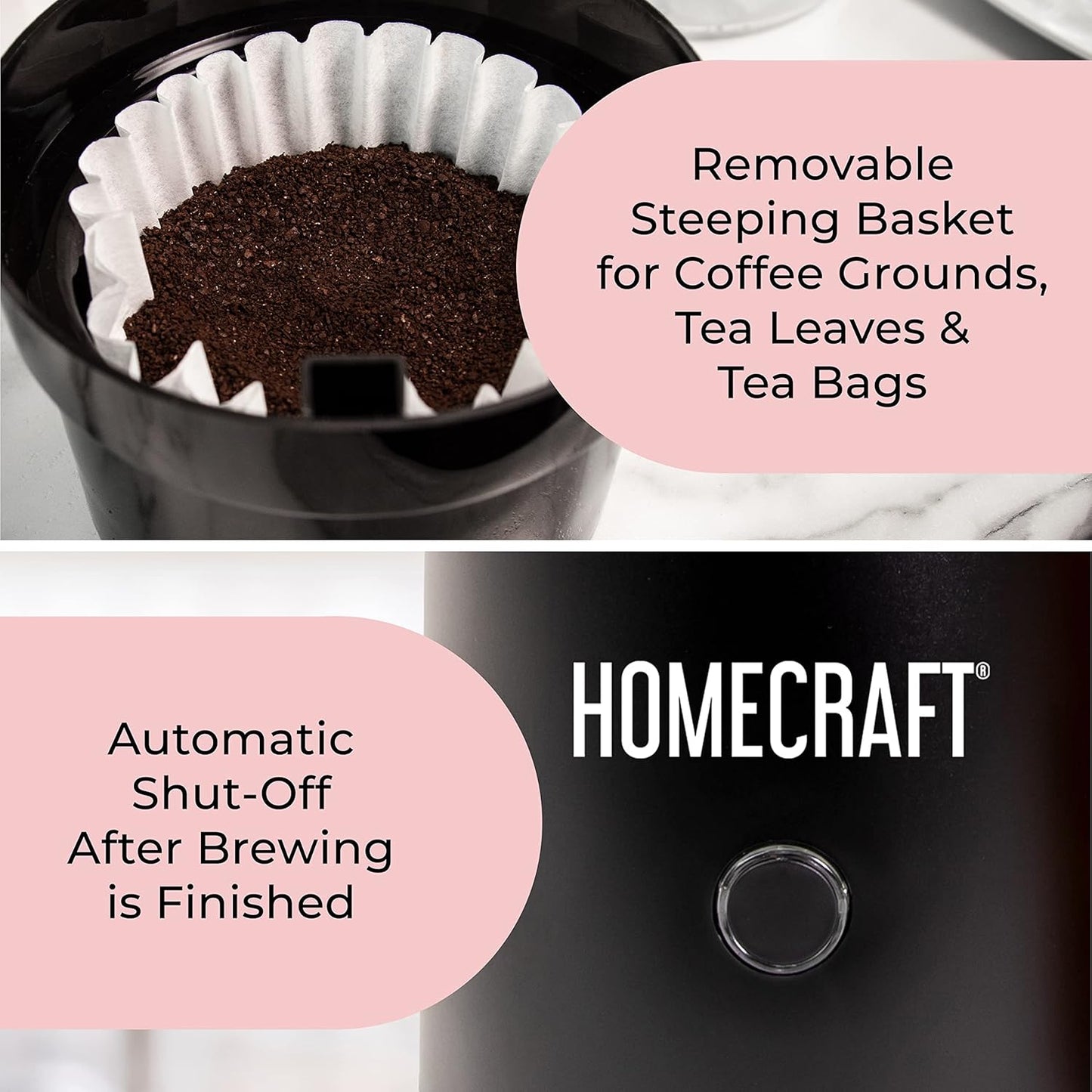 Homecraft Electric Iced Tea Maker for Sweet Tea & Cold Brew - Double Insulated Pitcher, Black