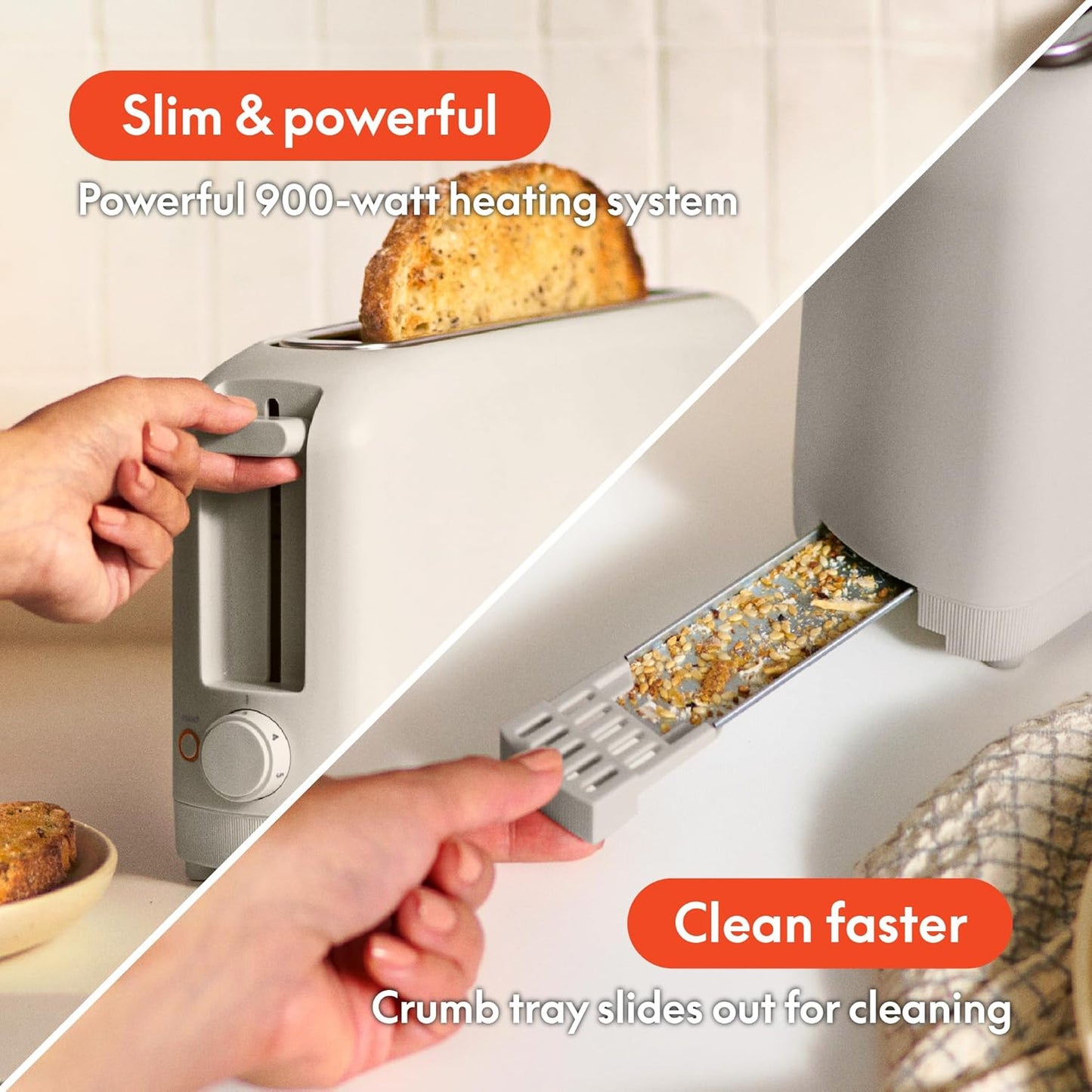 Bella 2-Slice Slim Toaster with 6 Shade Settings & Reheat - Fits Anywhere Kitchenware