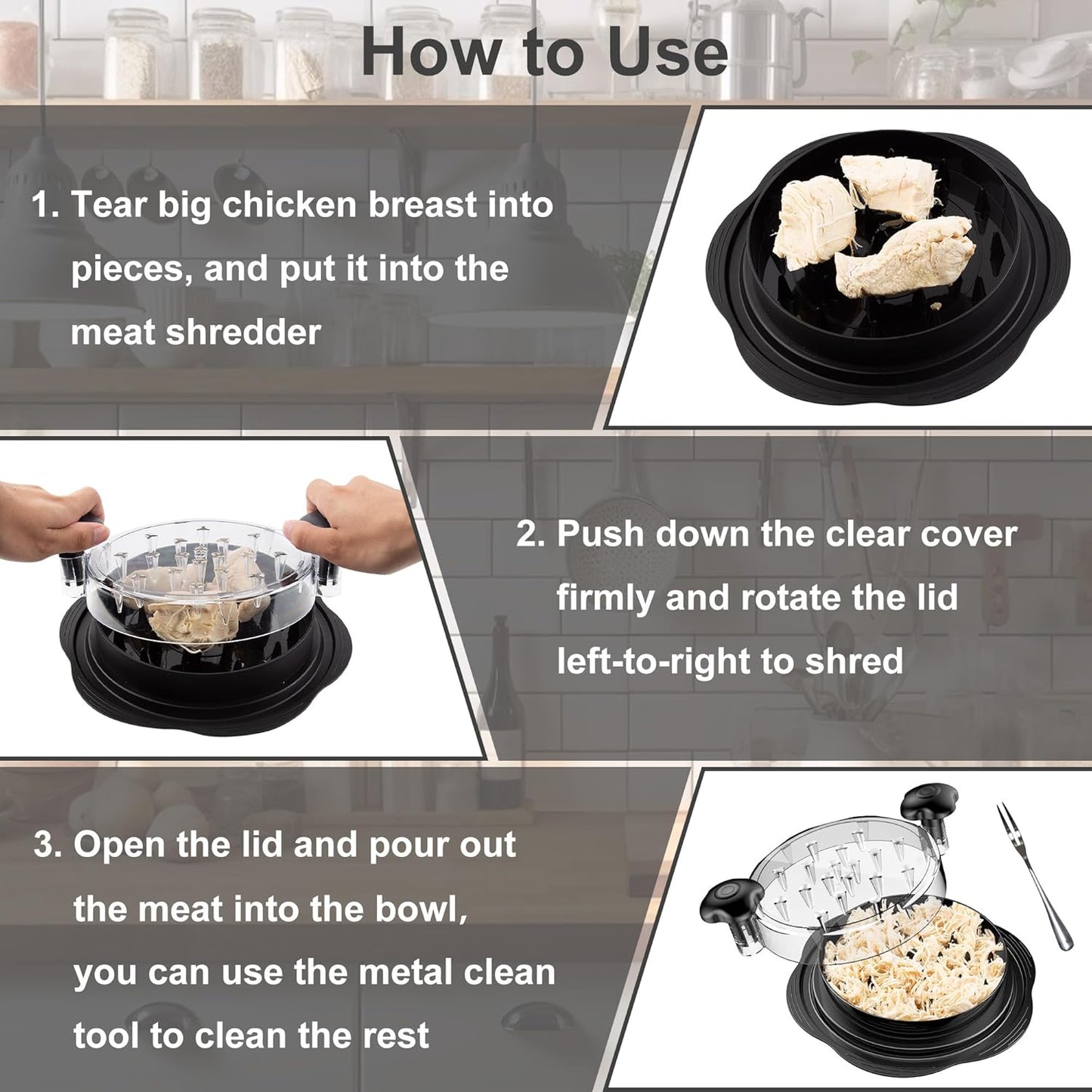 SURETIVIAN Large Manual Chicken Shredder with Anti-Slip Base & Ergonomic Handle (BPA-Free)