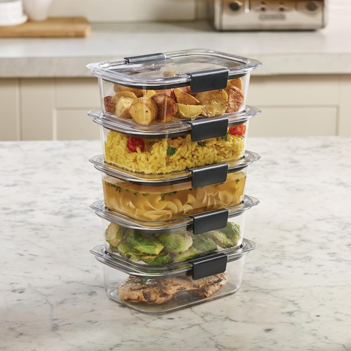 Rubbermaid Brilliance Tritan Airtight Food Storage Containers - Leak-proof Set of 5 (3.2 Cup) for Meal Prep