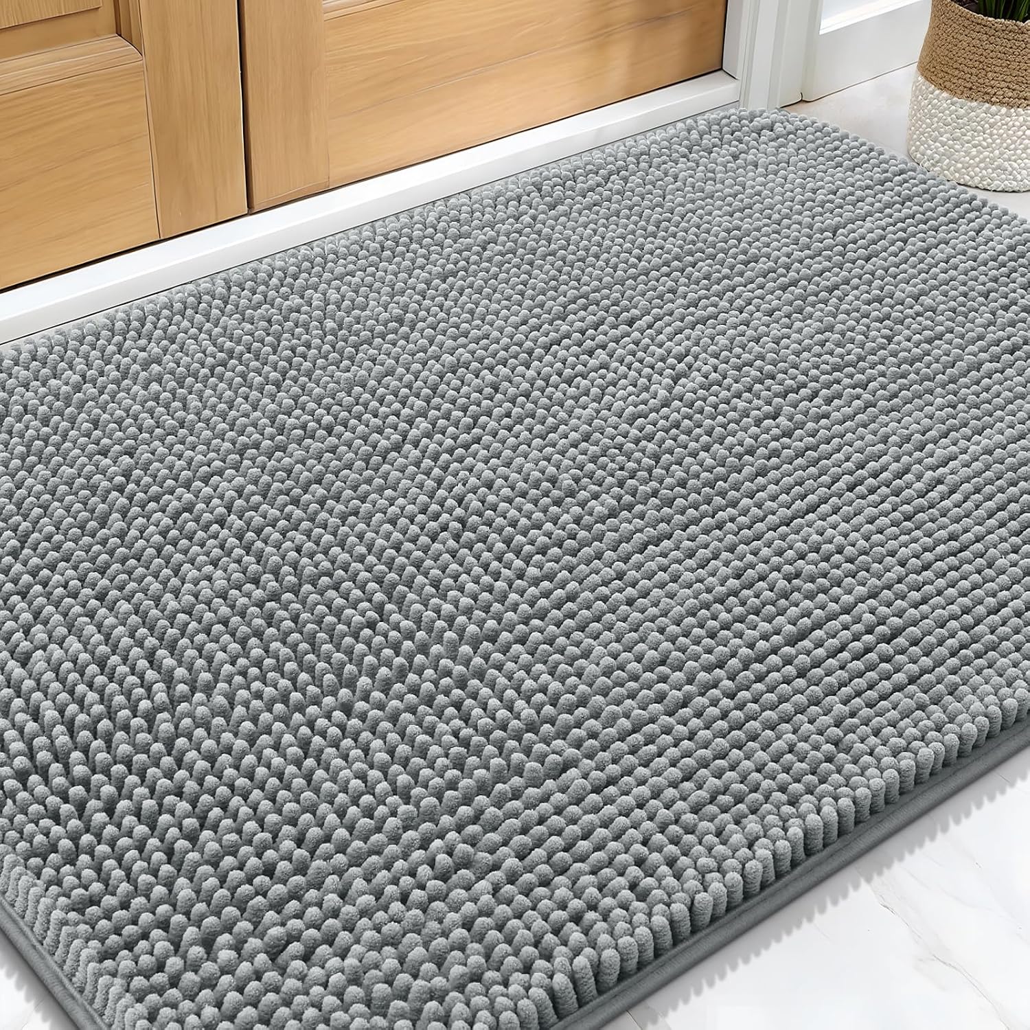 OLANLY Dog Door Mat - Absorbent Non-Slip Mud Mat for Dogs, 30x20 Grey