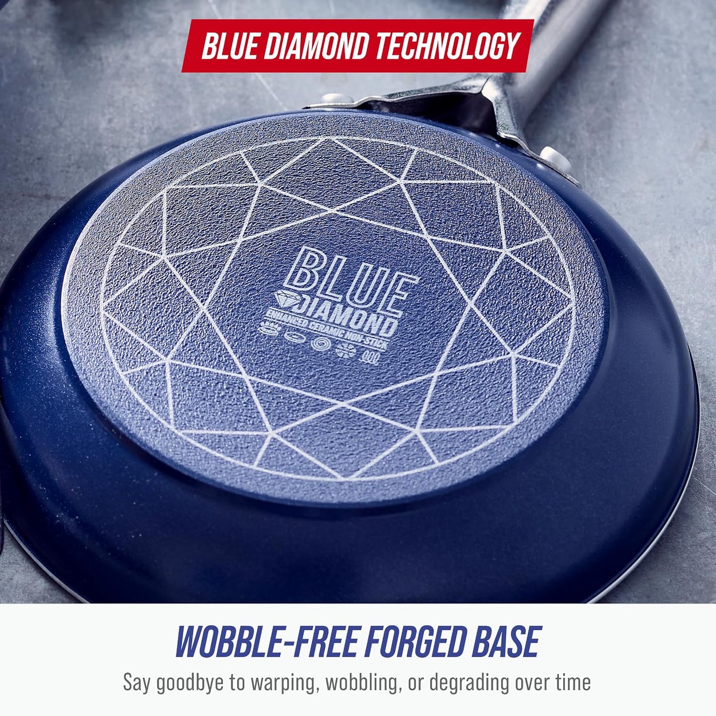 Blue Diamond 10" Diamond-Infused Nonstick Skillet - PFAS-Free Ceramic Pan for Omelet & Sautéing