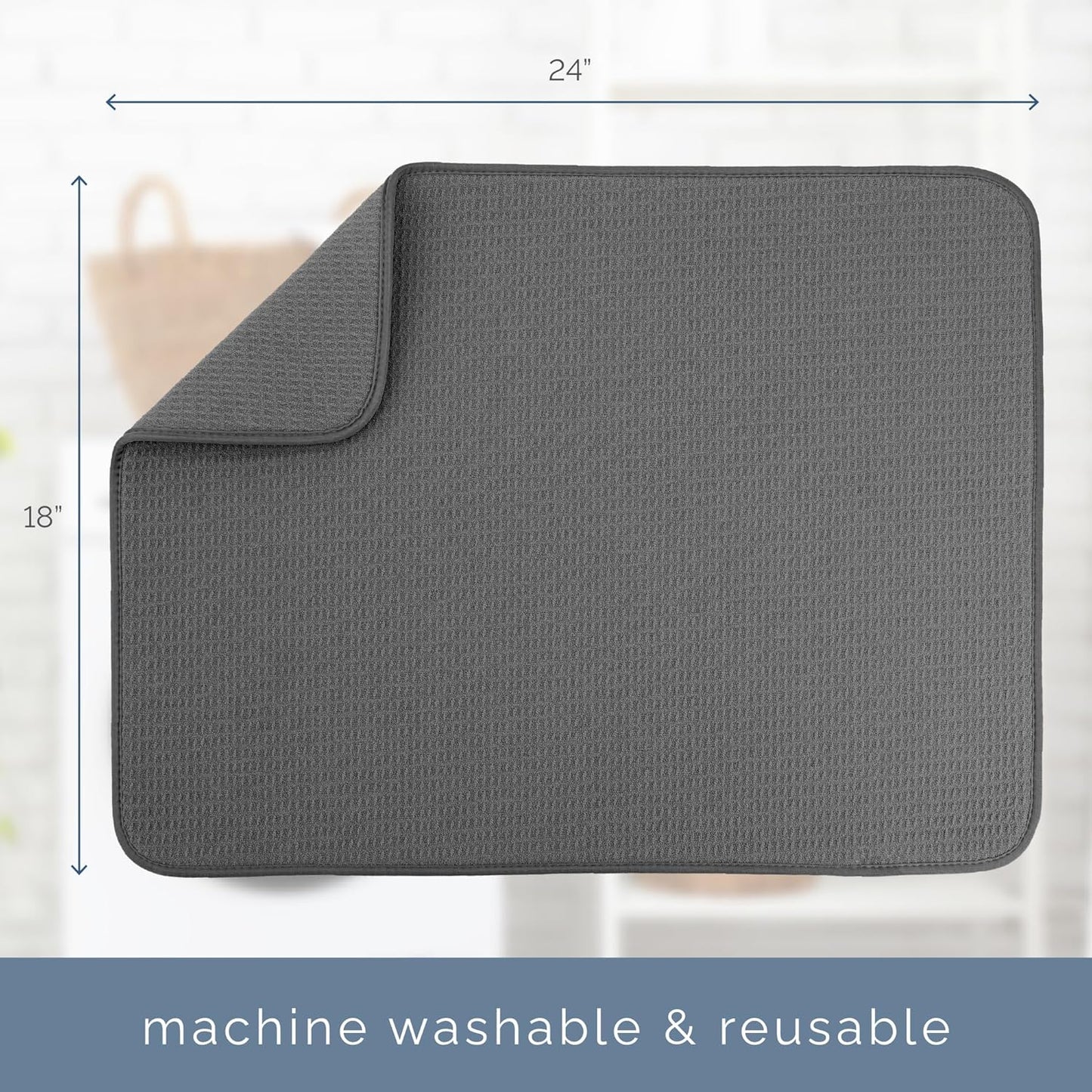 S&T INC. XL Microfiber Dish Drying Mat - 18" x 24", Absorbent Kitchen Counter Pad for Pots & Pans
