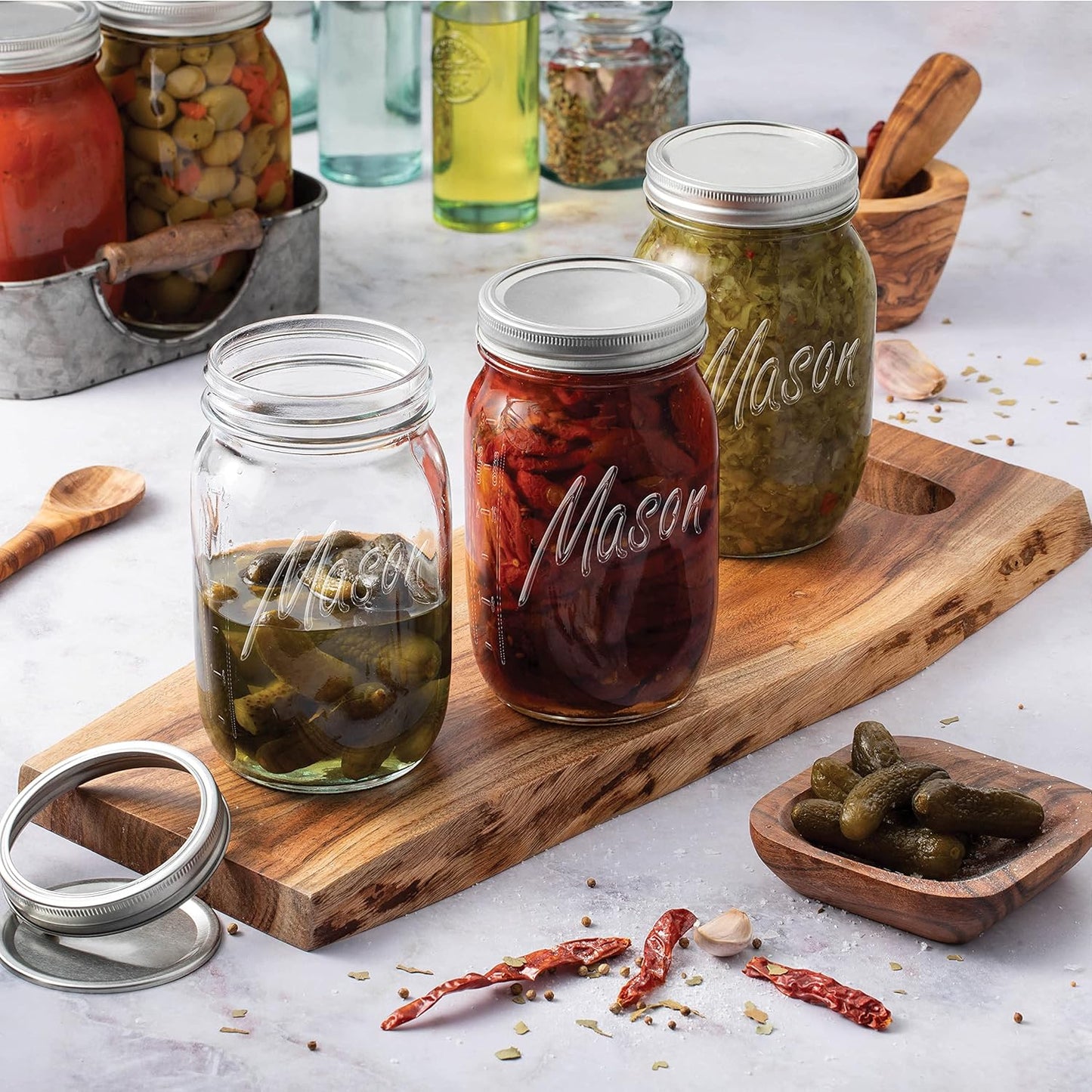 Paksh Novelty Wide Mouth Mason Jars 32 Oz - 2-Pack for Canning & Meal Prep