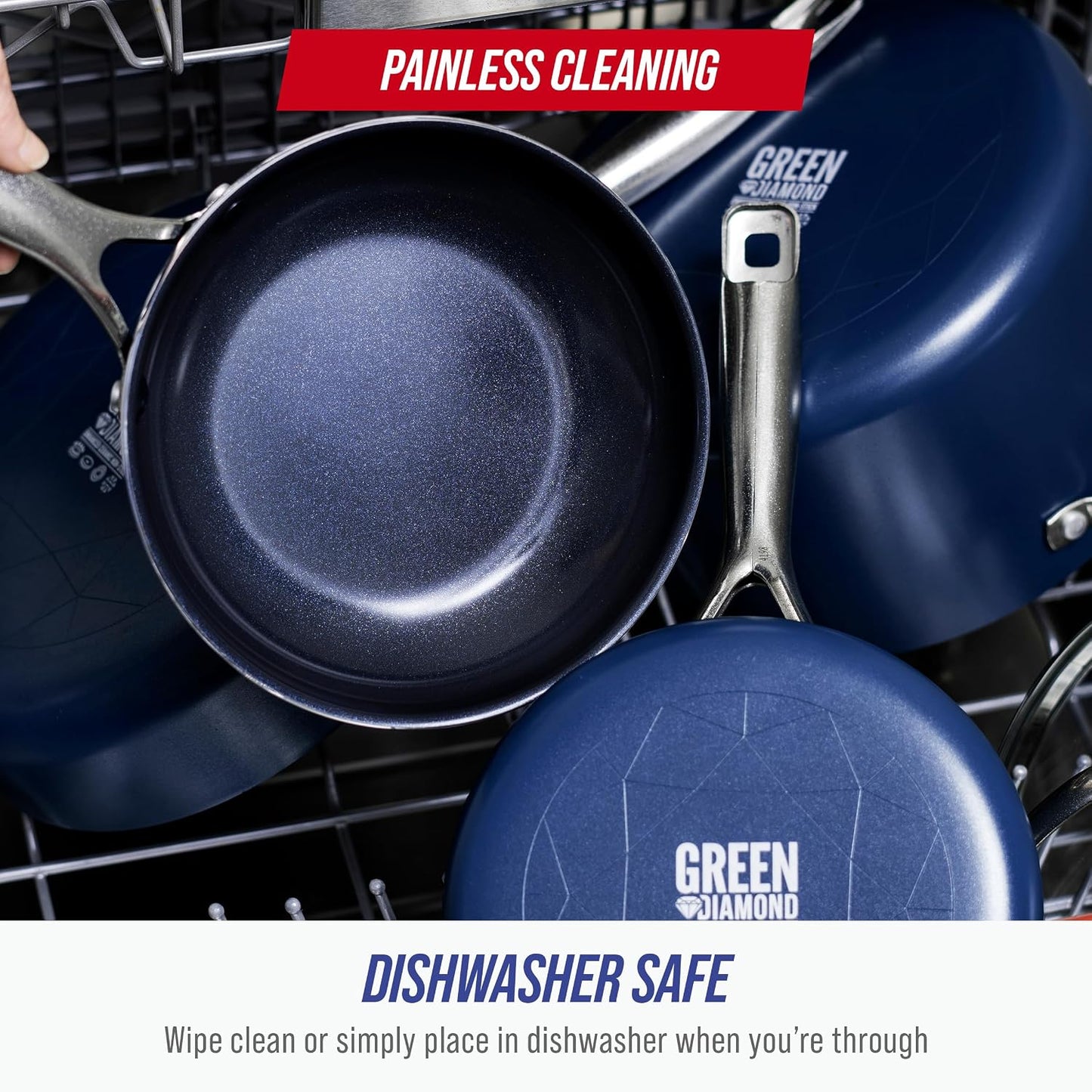 Blue Diamond 10" Diamond-Infused Nonstick Skillet - PFAS-Free Ceramic Pan for Omelet & Sautéing