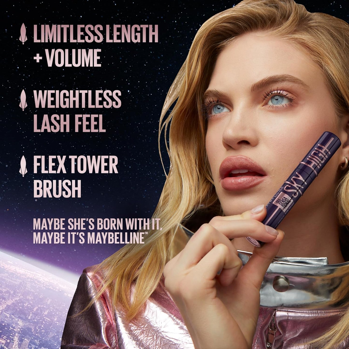 Maybelline Lash Sensational Sky High Washable Mascara - Buildable Volumizing Blackest Black