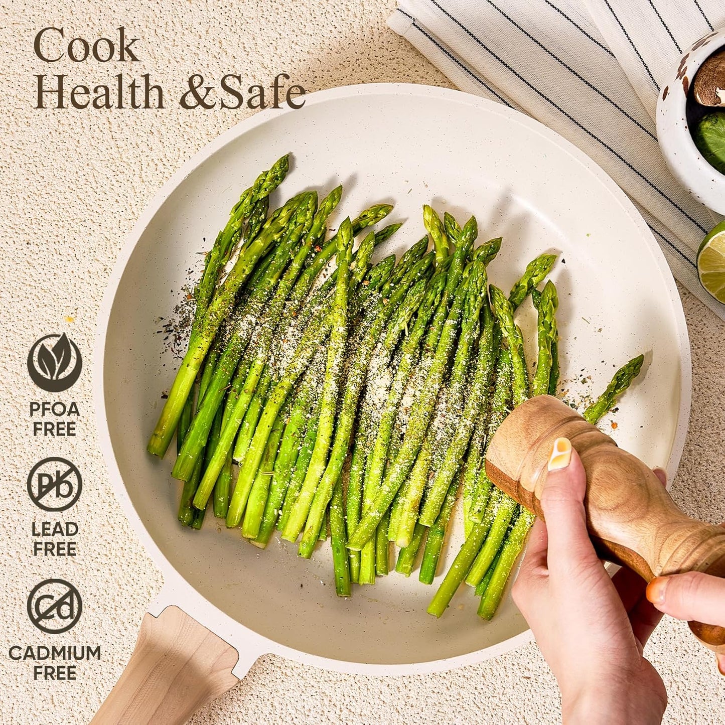 CAROTE 14-Piece Nonstick Cookware Set - Die-Cast Aluminum Pots & Pans for Induction & Gas Stoves