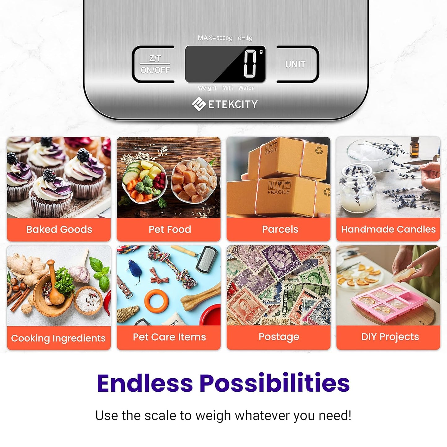 Etekcity Digital Kitchen Scale for Weight Loss & Baking - Model EK6015