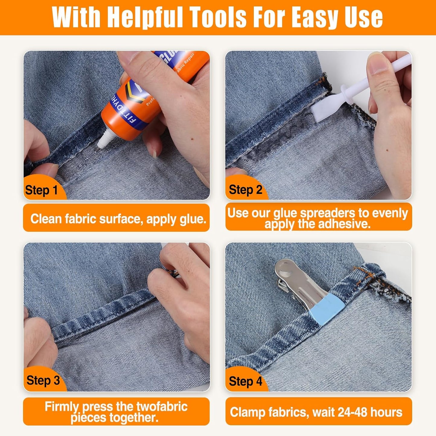 Permanent Fabric Glue - 60ml Washable Adhesive for Clothing & Crafts by FITTDYHE