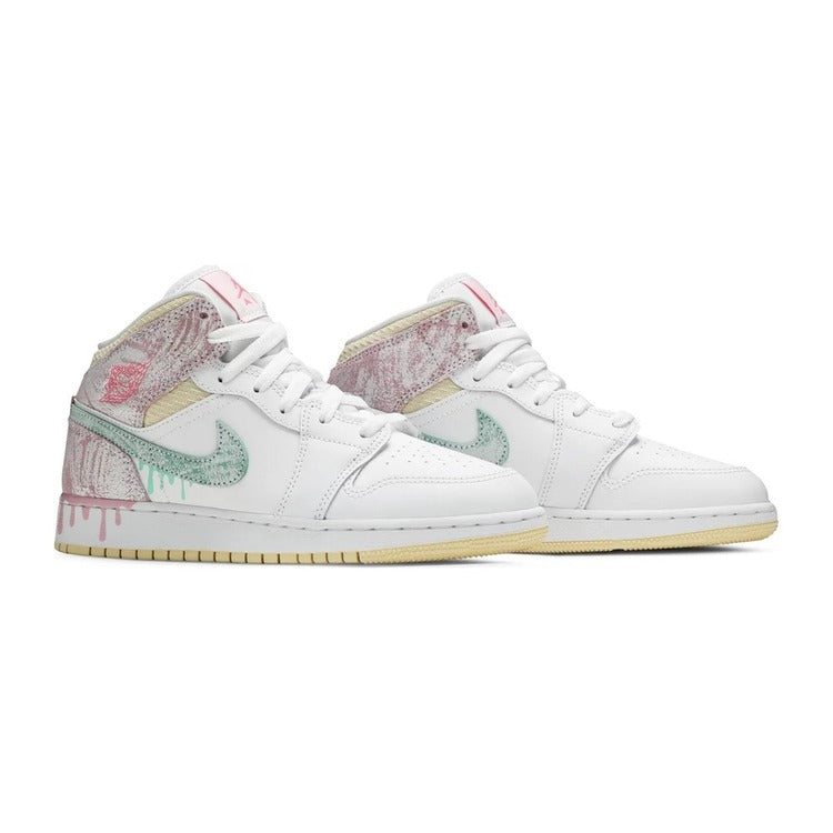 Air Jordan 1 Mid SE GS - Paint Drip / Ice Cream - view 2